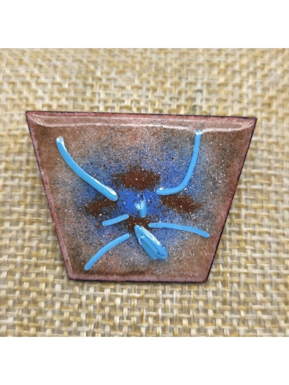 Vintage Copper Enamel Pin Artisan MCM retro atomic jewelry